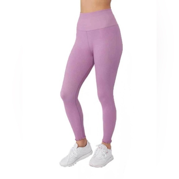 Spiritual Gangster Pants - Spiritual Gangster Love Sculpt 7/8 Ruffle Leggings Amethyst M/L
